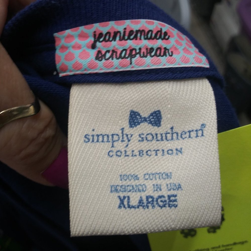 2229 Jeaniemade One Size Upcycled Simply Southern Loose Fitting Tee Shirt - Picture 5 of 6